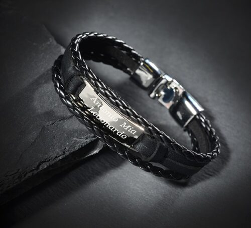 Armband schwarz mit Edelstahl inkl. persönlicher Gravur 2021